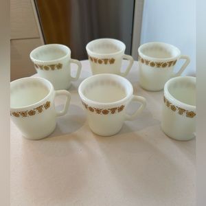 Vintage Pyrex Butterfly Gold Coffee Mug. Set of 6.